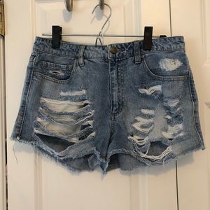 Forever 21 Distressed High Waist Jean Shorts Size 29